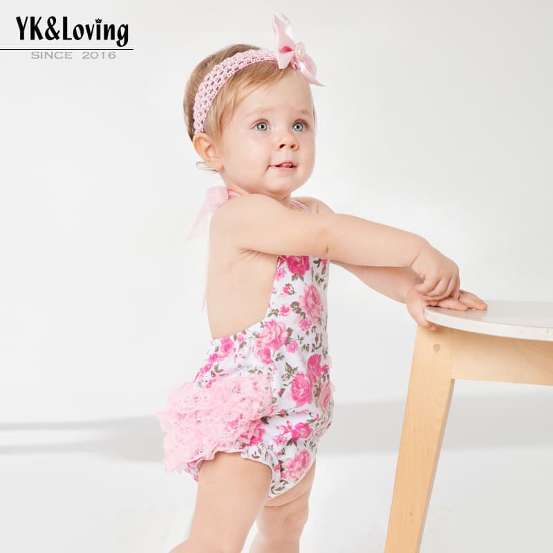 Cross-border children's clothing baby girl 0-2 years old leopard suspension belt bellyband cotton-padded jacket belly-protecting printed lace jumpsuit