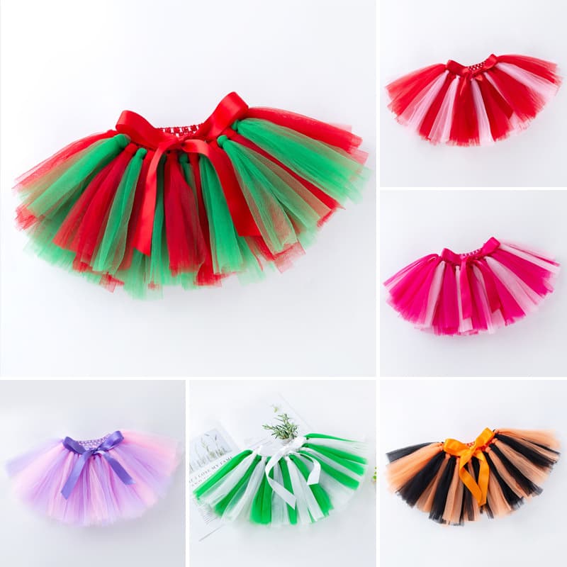 Cross-border Baby Girl Color Handmade Skirt Holiday Dress Children's Mesh Princess Skirt Cute Fashion Skirt