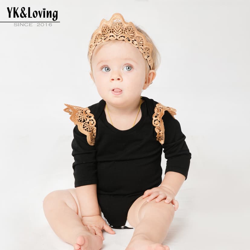 Infant holiday Crown long sleeve black ha clothes baby birthday jumpsuit climbing clothing factory outlet