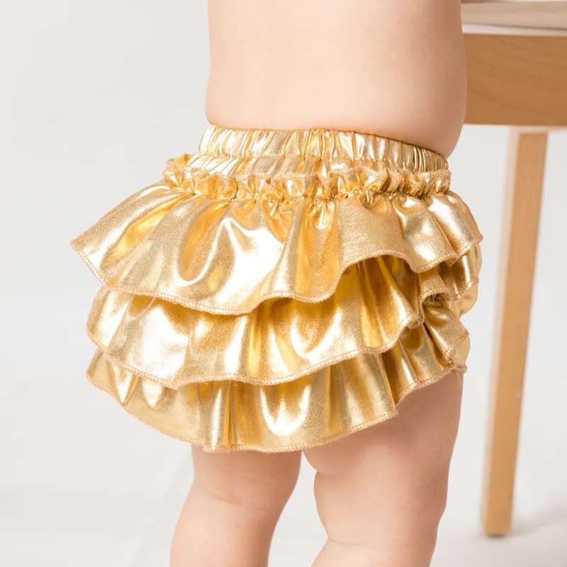 Factory direct new European and American baby baby girl Golden fashion ruffled PP shorts headdress 2-piece set