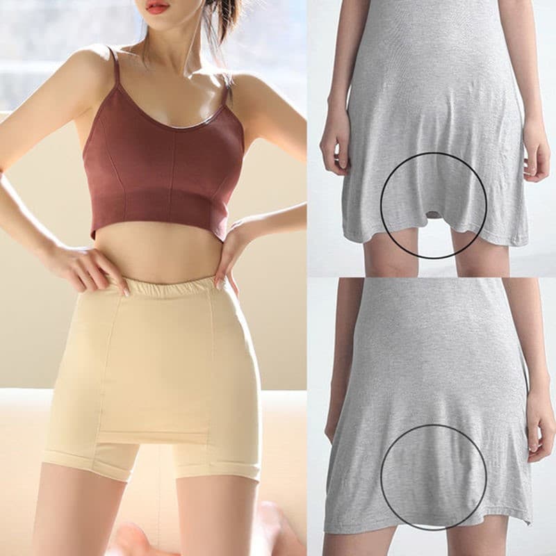 Double-Layer Safety Shorts for Women with Added Crotch Coverage, Plus Size, Anti-Exposure, Thin Summer Style, Outerwear Leggings, Milk Silk Fabric