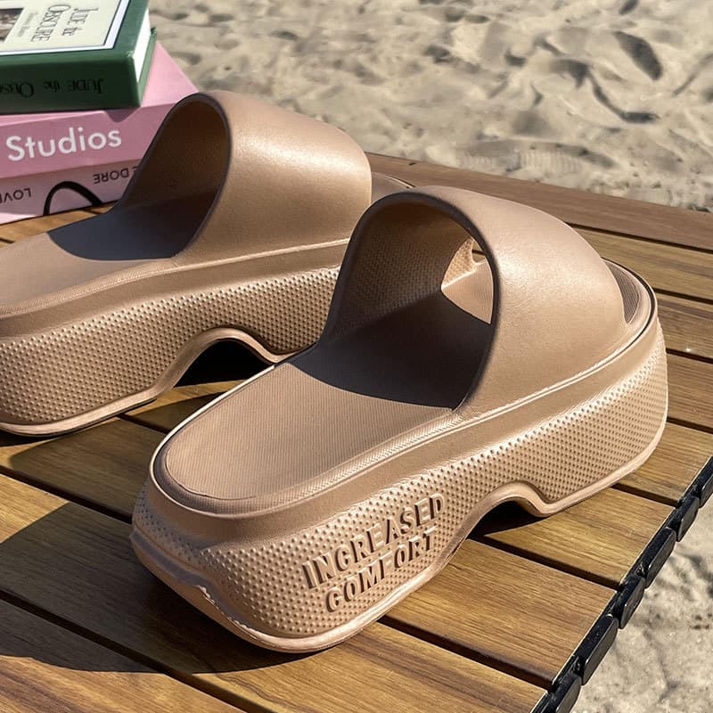 Eva Outer Wear Slippers Women's Summer 2024 New Thick Sole High Heel Seaside Beach Shoes Sandals and Slippers Women's High-rise Anti-slip