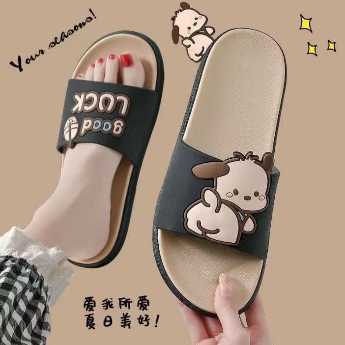 Summer New Internet Celebrity Cute Milk Tea Bear Non-slip Home Use Thick Bottom Indoor Outgoing Trendy Beach Sandals and Slippers for Women