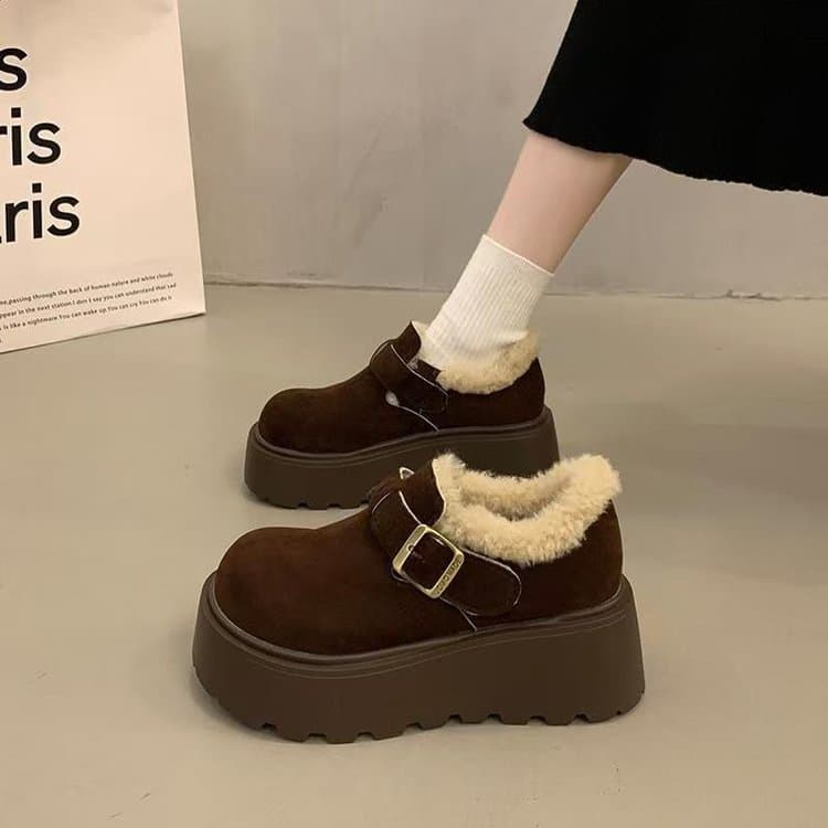 Fleece-Lined Thick Cotton Shoes for Women 2025 New Winter Full-Cover Birkenstock Versatile Women's Shoes Thick-Soled Warm Snow Boots