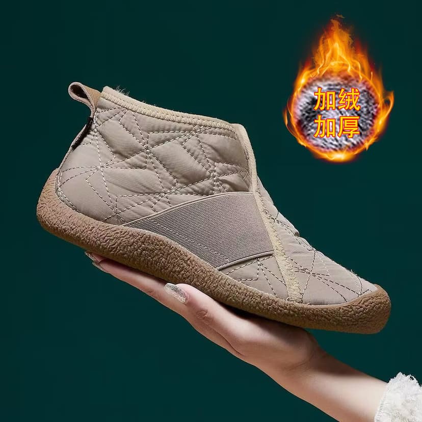 2025 New Winter Women's Non-Slip Fashionable Casual Short Boots Waterproof Fleece-Lined Thickeneded Warm Flats Cotton Shoes Snow Boots