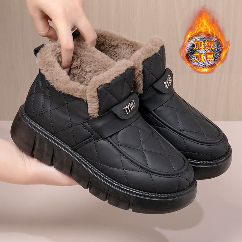 2025 Winter New Cross-Border Thick-Soled Waterproof Women's Cotton Shoes Comfortable Casual Fleece-Lined Thickened Warm Mom's Snow Boots