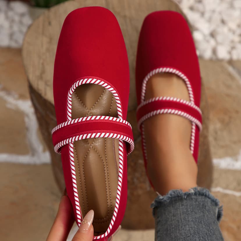 Autumn New Style French Retro Square Toe Shallow Flat Shoes for Women Cross-Border Soft Sole Casual Mary Jane Four-Season Boat Shoes