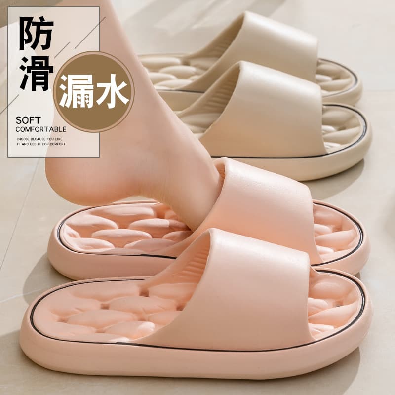 Bathroom Leakage Couple Slippers Summer Indoor Home Bath Non-Slip Hollow Quick-Dry EVA Slippers for Men
