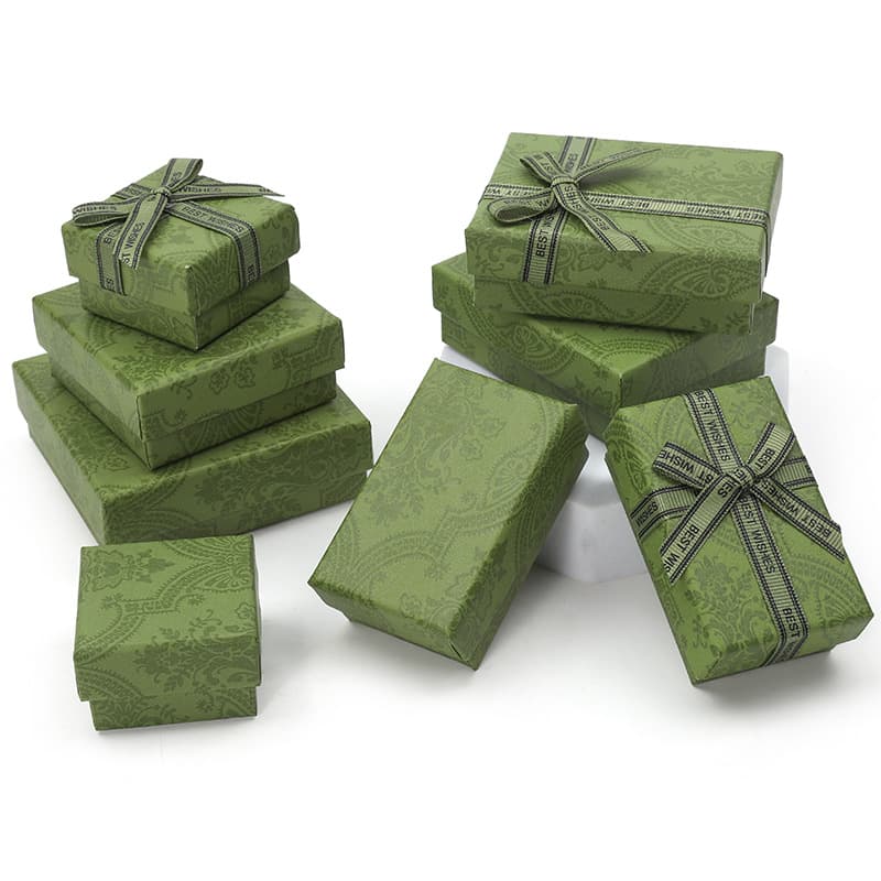 Customized High-End Gift Box with Heaven and Earth Cover, Bow Gift Box, Large Rectangular Green Packaging Box, Companion Gift Box