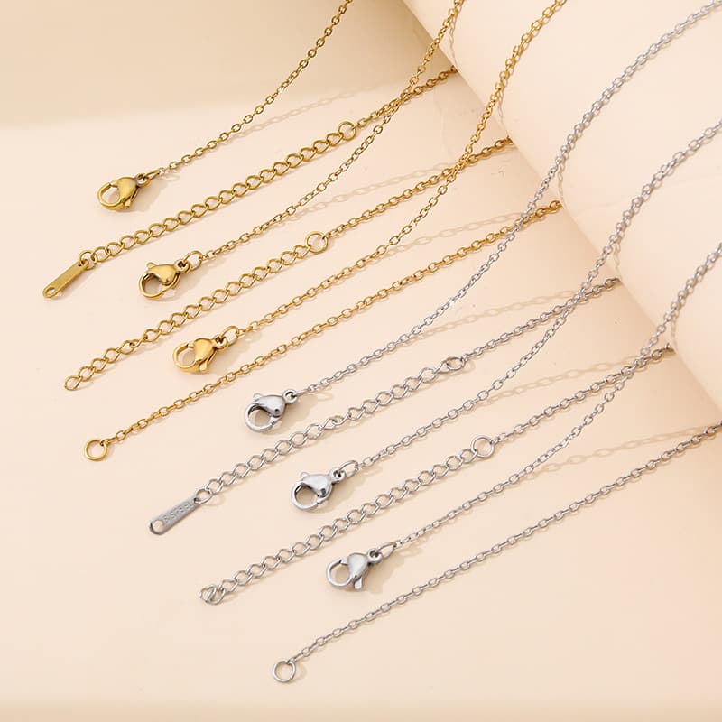 Stainless Steel Cross Necklace Exquisite Ladies O-Shaped Chain Titanium Steel Clavicle Chain Pendant Necklace Vacuum Plated 18K Gold Chain