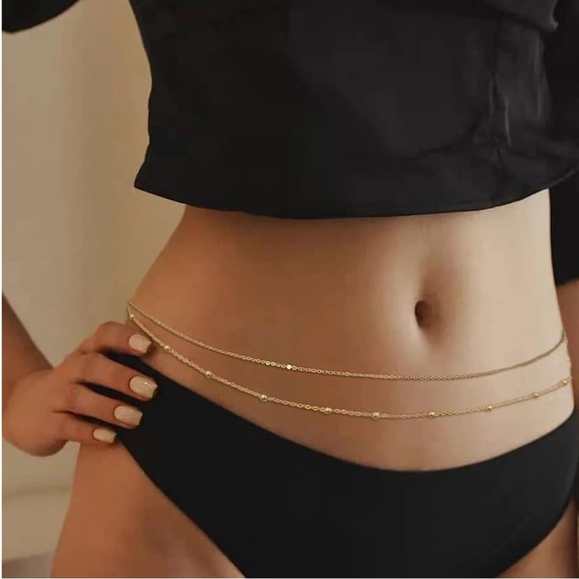 SHIE hot sale summer fashion round bead chain double layer women's waist chain metal chain body chain beach belly chain
