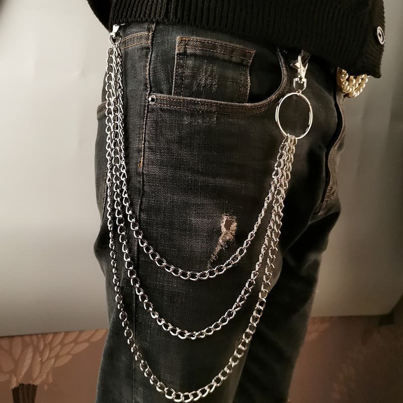 European and American Cross-Border Rock Metal Ring Waist Chain Punk Style Chain Pants Chain Accessories Pants Chain Pendant Punk Style Cross-Border