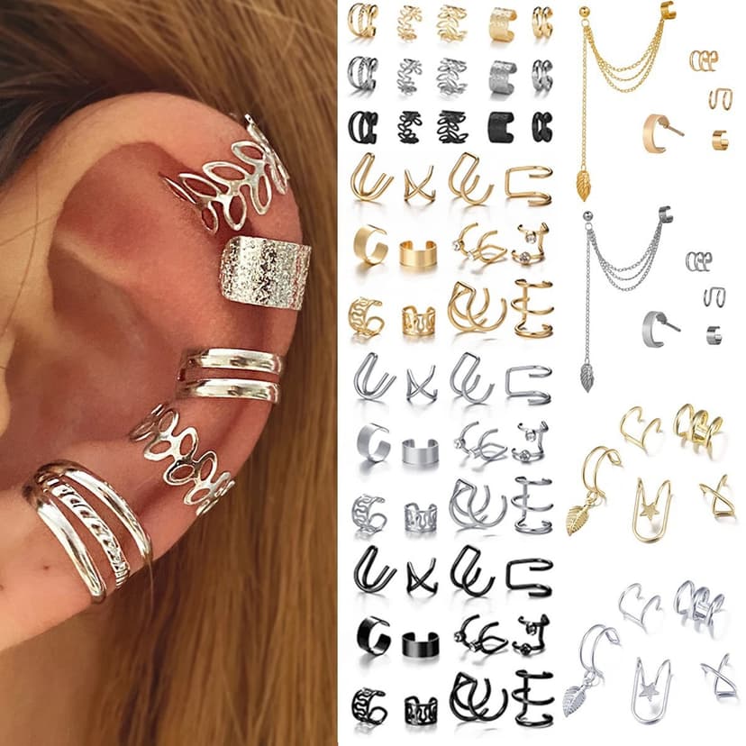 Cross-border Creative Simple ins Ear Clip without Ear Holes Personalized Multi-layer Hollow C- type Ear Clip Niche Design 5-piece Set