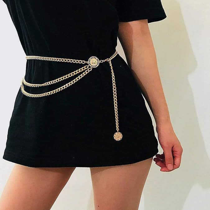 European and American Cross-Border Retro Multi-Layer Body Chain Waist Chain Female Metal Queen Avatar Sunflower Decorative Belt Accessories