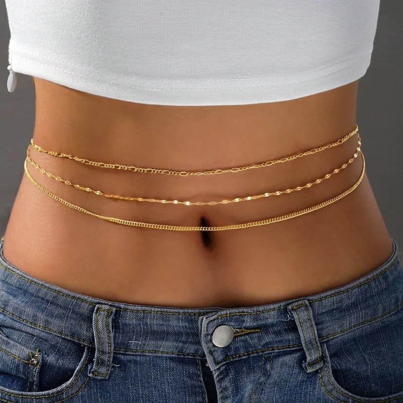 Amazon Cross-Border Summer Bohemian Style Multi-Layer Simple Beach Women's Waist Chain Niche Sexy Chain Body Chain