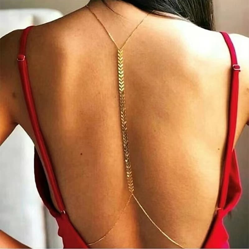 European and American fashion factory direct sexy back chain waist chain summer beach vacation trend golden body chain women