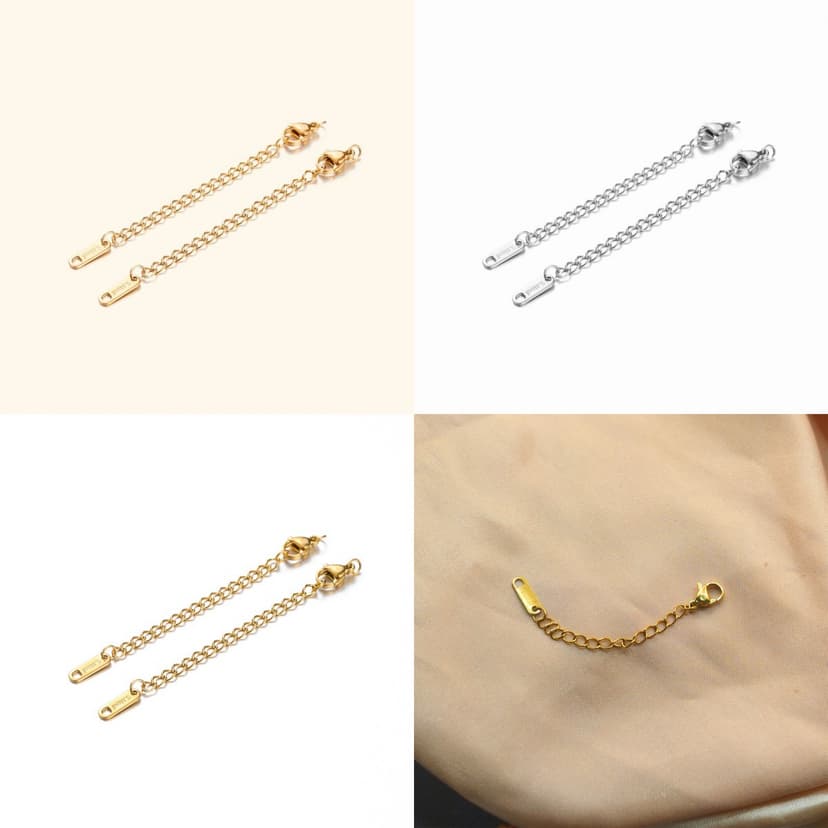 Real Gold Electroplated 5cm Stainless Steel Necklace Tail Chain Lobster Clasp suit Titanium Steel Bracelet Extended Chain DIY Jewelry Accessories