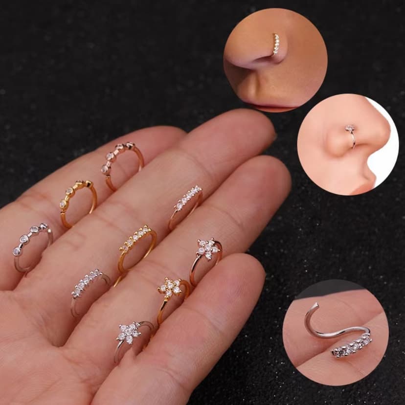 Micro inlaid zircon ear bone nail nose nail jewelry copper accessories cross-border e-commerce jewelry special source factory direct wholesale