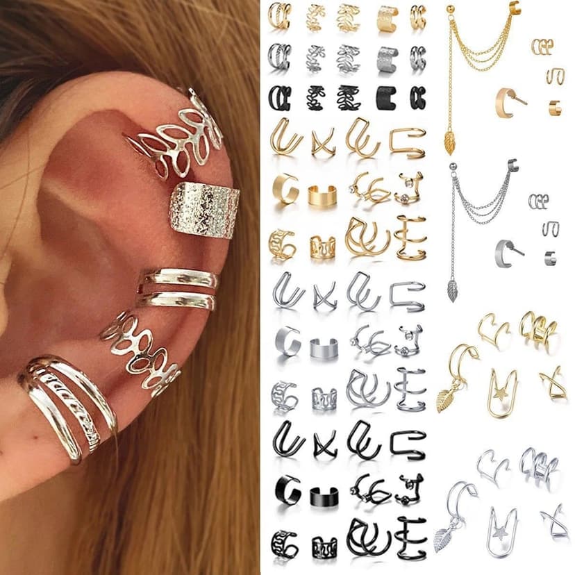 Cross-Border New Ins Non-Pierced Ear Bone Clip Personalized Multi-Layer Cut Out C-Shaped Ear Clip Niche Design 5-Piece Set of Earrings