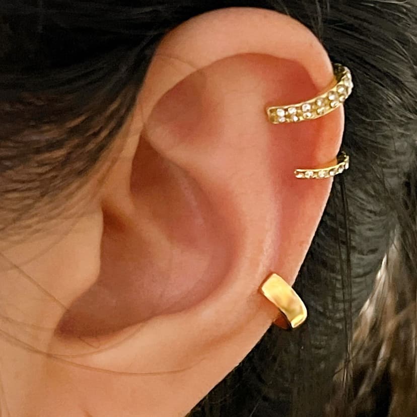 European and American Cross-Border Best-Selling Diamond-Encrusted C-Shaped Non-Pierced Ear Bone Clip for Women, Stylish and Elegant, Compact Ear Clip 3-Piece Set