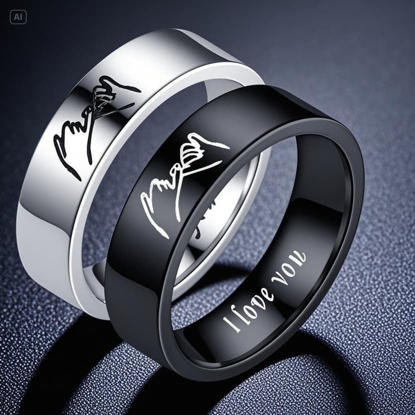 LOVEYOU Ring Couple's Engraving Anniversary Gift Cross-border Popular Titanium Steel Jewelry Stainless Steel Ring