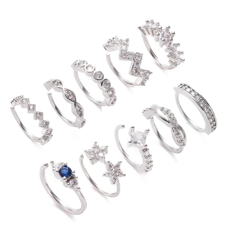 European and American Style Geometric Rhombus Rhinestone Nose Stud Cross-Border New Fashion Metal Square Trendy Versatile Nose Stud for Women