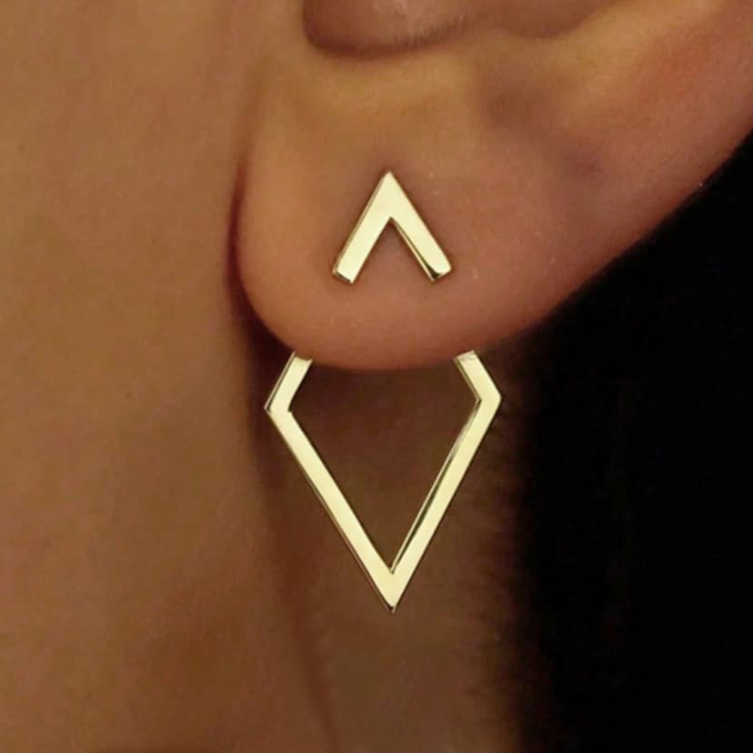 Cross-Border New European and American Creative Simple Geometric Rhombus Hollow Earrings Double-Layer High-End Feminine Earrings Wholesale