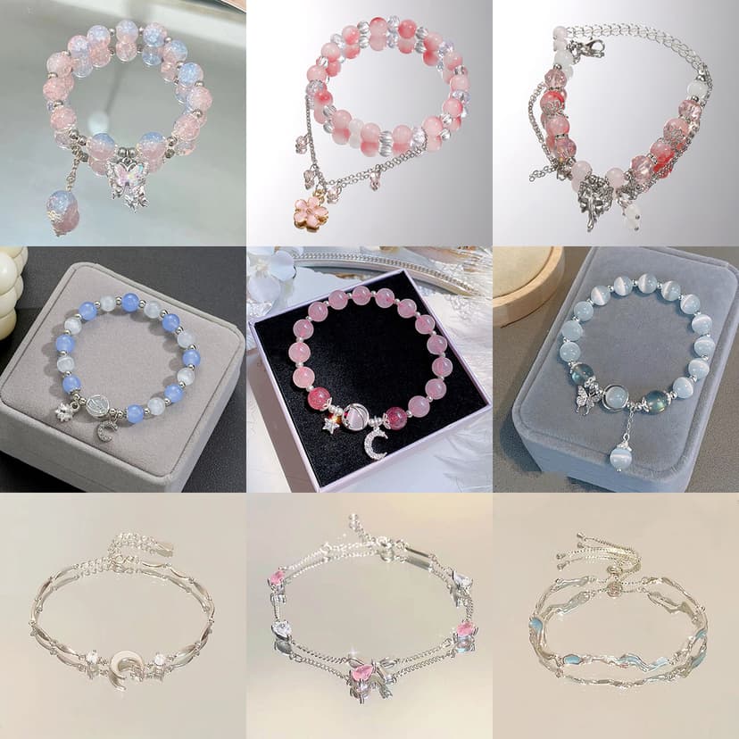 Cross-Border New High-End Star and Moon Butterfly Bracelet for Women, Super Fairy Color Crystal, Sweet and Versatile Bestie Bracelet Jewelry