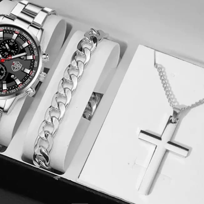 European and American new cross-border simple all-match cross necklace bracelet two-piece set suit watch accessories manufacturer in stock