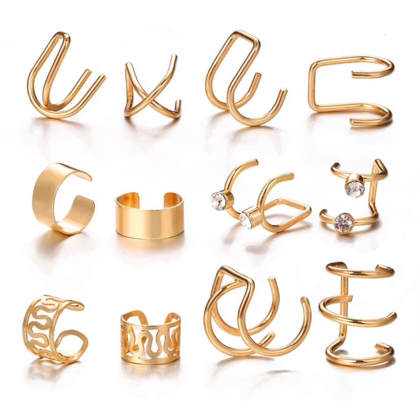 European and American Cross-Border New Ear Clip Set Creative Simple C-Type Ins Non-Pierced Ear Clip Women's 12-Piece Set of Earrings Wholesale