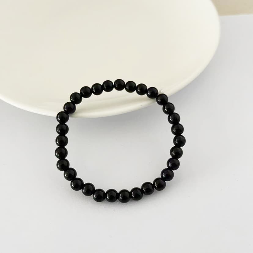 Cross-border hot black acrylic bead bracelet simple fashion handmade diy personalized men's and women's bracelet 6mm bracelet