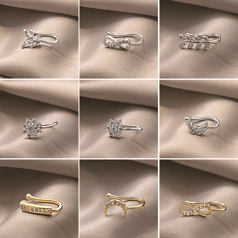 Europe and the United States cold wind bow jewelry moon eight mans star diamond nose ornaments wholesale retro non-perforated U-shaped nose clip