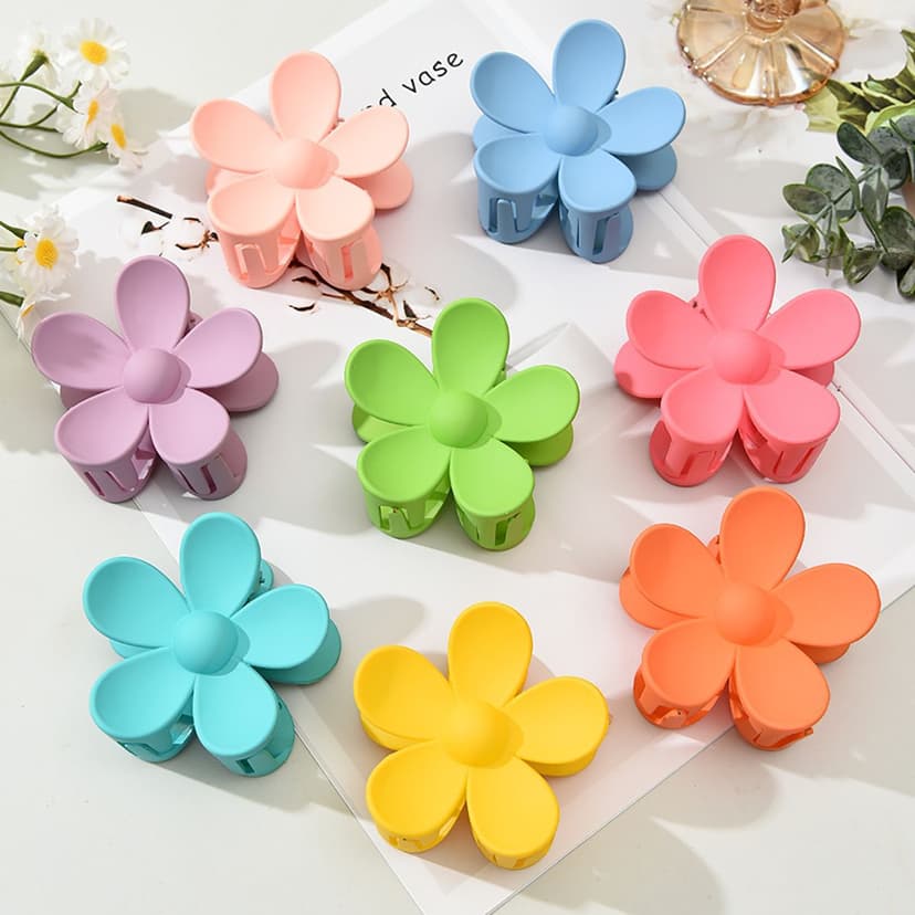 Candy-Colored Hair Clip with Large Flower, Hair Clip with Shark Clip for Women Bathing, Five-Petal Flower Hair Clip on the Back of the Head, Wholesale