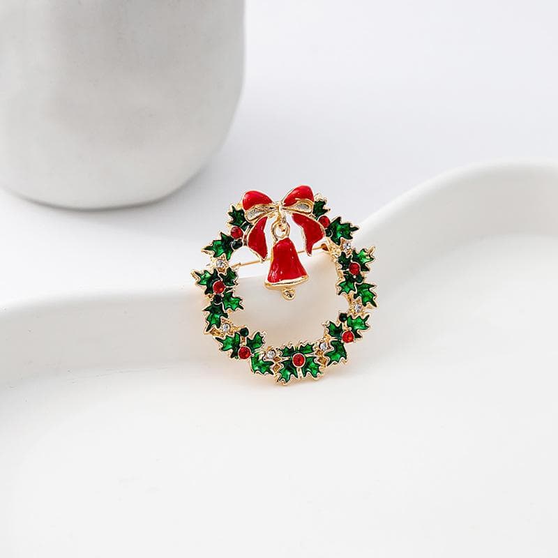 Cross Border Christmas Party Oil Drop Bow Brooch Cartoon Flower Clothes Pin Garment Wreath Bell Brooch Women