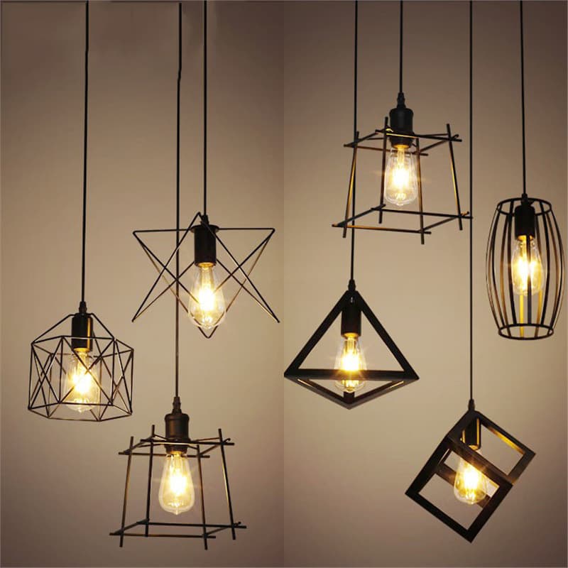 Factory single-head small cage chandelier American retro hot pot clothing store aisle bar dining room lamp industrial style